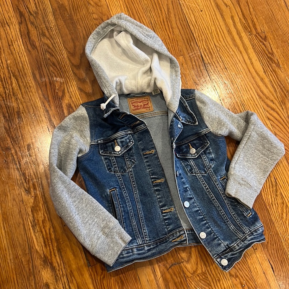 Levi Strauss xs Jean jacket with sweatshirt hoodie and sleeves great rare